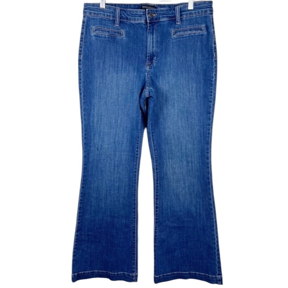 BANANA REPUBLIC FACTORY Wide Leg Flare Patch Pocket  14/32 Jeans | Blue Indigo